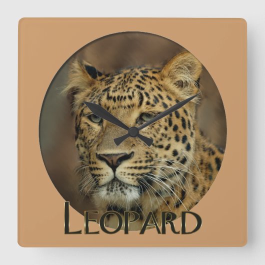 Leopard Lovers Art Vierkante Klok (Voorkant)
