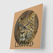 Leopard Lovers Art Vierkante Klok (Hoek)