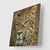 Leopard Lovers Art Vierkante Klok (Hoek)