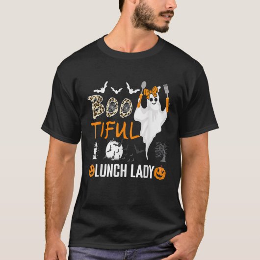 Leopard Lunch Lady Halloween School Cafeteria Work T-shirt (Voorkant)