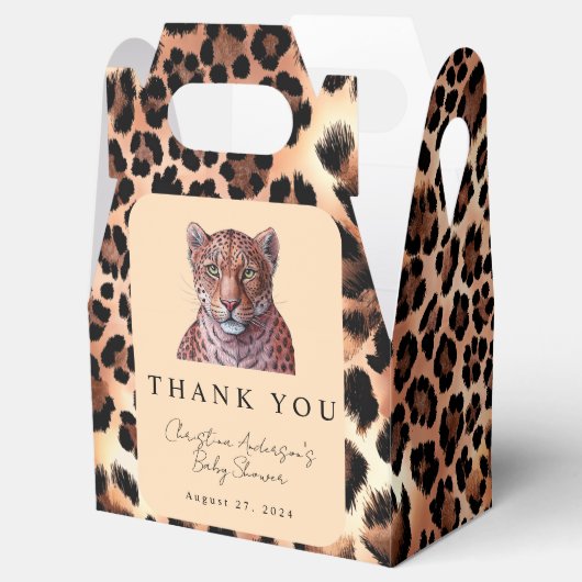 Leopard Luxury Lion Tiger Wool Pattern Baby shower Bedankdoosjes (Geopend)