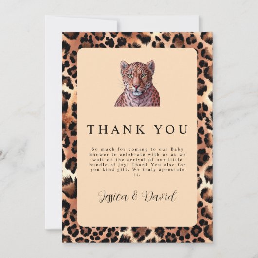 Leopard Luxury Lion Tiger Wool Pattern Baby shower Bedankkaart (Voorkant)