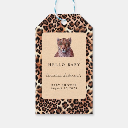 Leopard Luxury Lion Tiger Wool Pattern Baby shower Cadeaulabel (Voorkant)