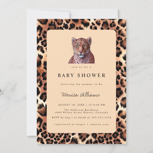 Leopard Luxury Lion Tiger Wool Pattern Baby shower Kaart (Voorkant)