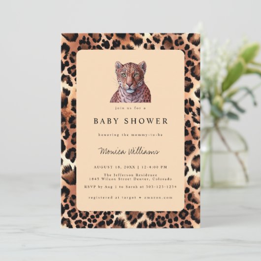 Leopard Luxury Lion Tiger Wool Pattern Baby shower Kaart (Staand voorkant)
