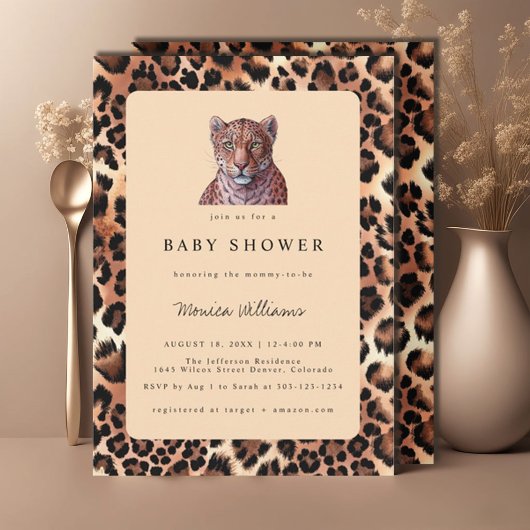 Leopard Luxury Lion Tiger Wool Pattern Baby shower Kaart