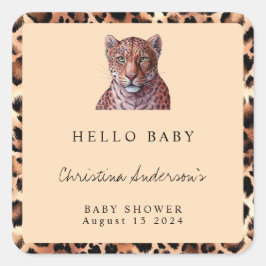 Leopard Luxury Lion Tiger Wool Pattern Baby shower Vierkante Sticker