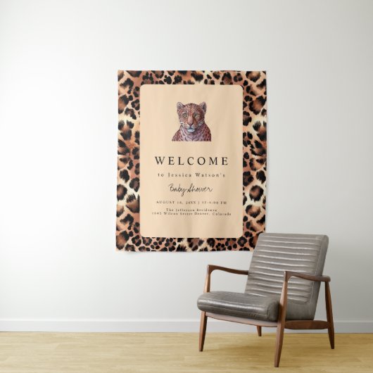 Leopard Luxury Lion Tiger Wool Pattern Baby shower Wandkleed (In situ)