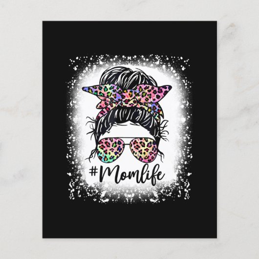Leopard Ma Life Messy Bun Tie Dye Moederdag Flyer (Voorkant)