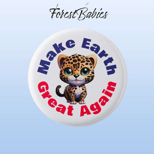 Leopard, maak de aarde weer geweldig Schattige Ronde Button 3,2 Cm