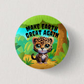 Leopard, maak de aarde weer groot, milieu ronde button 3,2 cm (Voorkant)