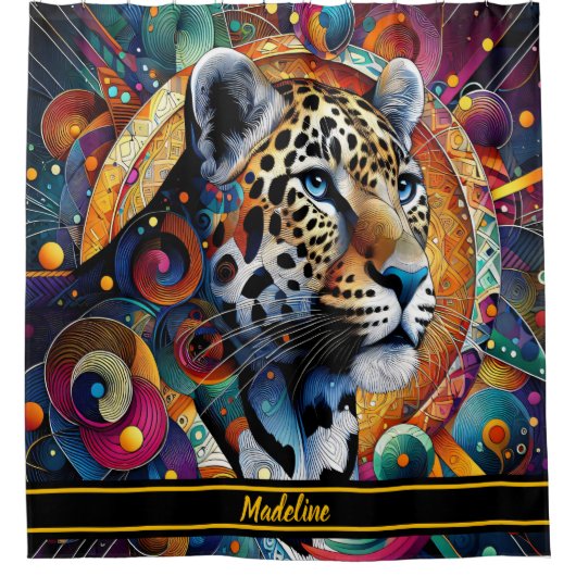 Leopard Majesty: Bold Oerwoud Vibes Douchegordijn (Voorkant)