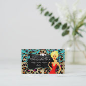 Leopard Makeup Jewelry Mode Blonde Visitekaartje (Staand voorkant)