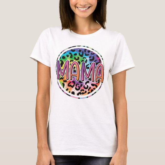 leopard mam mama cirkel cadeau grappig t-shirt (Voorkant)