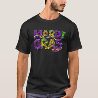 Leopard Mardi Gras met kralen Funny Parade Custome T-shirt