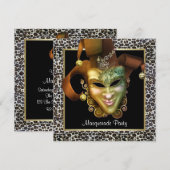 Leopard Mask Black en Gold Masquerade Party Kaart (Voorkant / Achterkant)