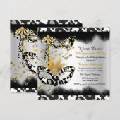 Leopard Mask Black Gold Masquerade Birthday Party Kaart (Voorkant / Achterkant)
