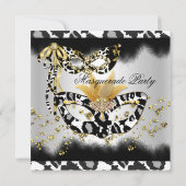 Leopard Mask Black Gold Masquerade Birthday Party Kaart (Achterkant)