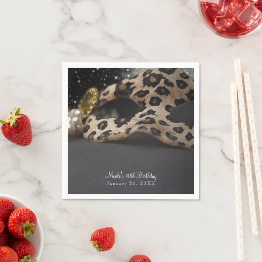 Leopard Masquerade Masker & Parel Verjaardagsfeest Servetten (Insitu)