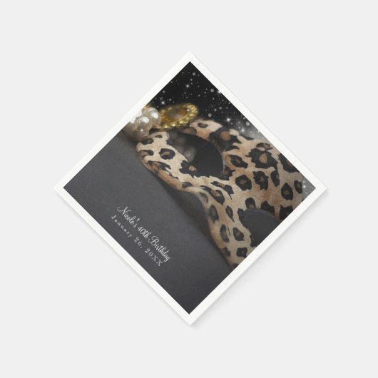 Leopard Masquerade Masker & Parel Verjaardagsfeest Servetten (Hoek)