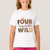 Leopard Meisje 4e verjaardag Vier Ever Wild 4 jaar T-shirt (Voorkant)