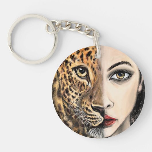 Leopard Meisje Sleutelhanger (Voorkant)