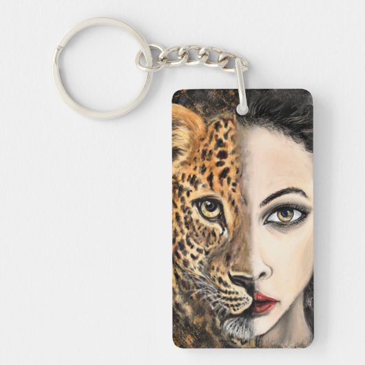 Leopard Meisje Sleutelhanger (Voorkant)