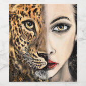 Leopard Meisje Wijnfles Etiketten (Enkel label)