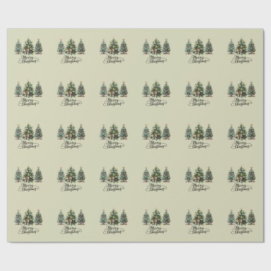 Leopard Merry Christmas Tree Coquette Bow Xmas Cadeaupapier (Vlak)