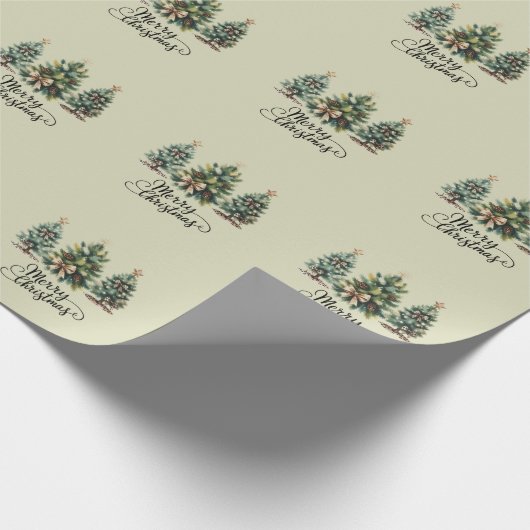 Leopard Merry Christmas Tree Coquette Bow Xmas Cadeaupapier (Hoek)