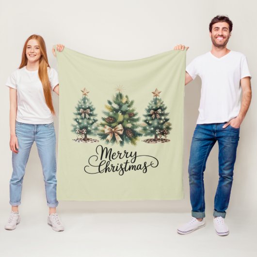 Leopard Merry Christmas Tree Coquette Bow Xmas Fleece Deken (In situ)