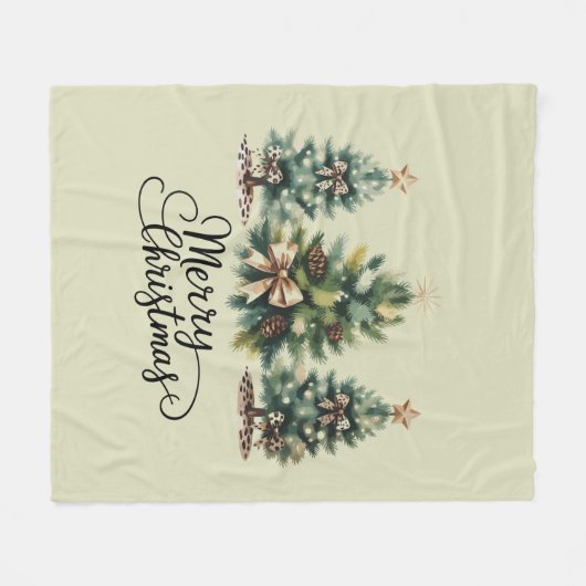 Leopard Merry Christmas Tree Coquette Bow Xmas Fleece Deken (Voorkant (Horizontaal))