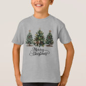 Leopard Merry Christmas Tree Coquette Bow Xmas T-shirt (Voorkant)