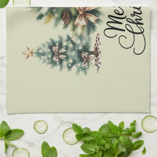 Leopard Merry Christmas Tree Coquette Bow Xmas Theedoek (Gevouwen)