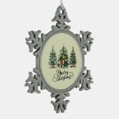 Leopard Merry Christmas Tree Coquette Bow Xmas Tin Sneeuwvlok Ornament (Links)