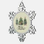 Leopard Merry Christmas Tree Coquette Bow Xmas Tin Sneeuwvlok Ornament (Rechts)