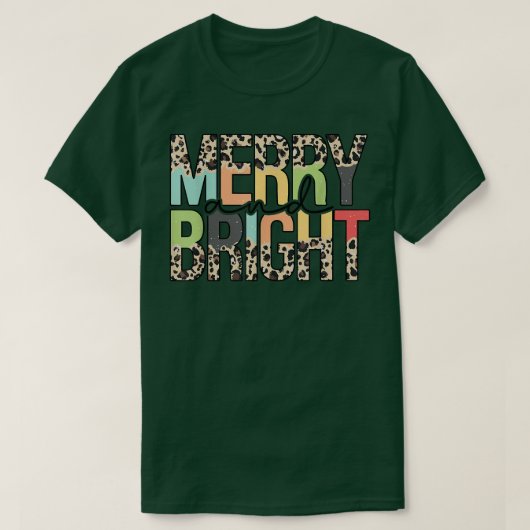 Leopard Merry en Bright Holiday Seizoen Kerstmis T-shirt (Design voorkant)