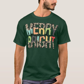 Leopard Merry en Bright Holiday Seizoen Kerstmis T-shirt