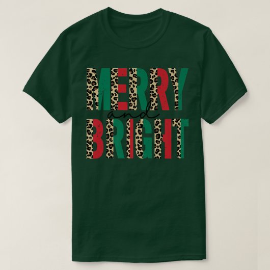 Leopard Merry en Bright kerstvibes Funny Chr T-shirt (Design voorkant)