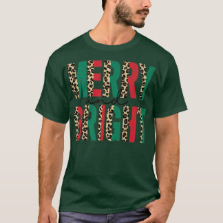 Leopard Merry en Bright kerstvibes Funny Chr T-shirt