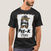 Leopard Messy Bun Bleached Girls Pre K Back To Sch T-shirt (Voorkant)