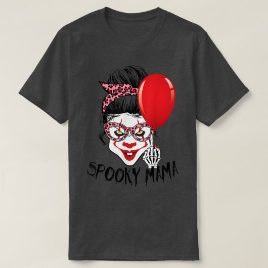 Leopard Messy Bun Clown Spooky Mama Funny Brawee T-shirt (Design voorkant)