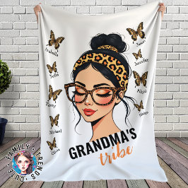 Leopard Messy Bun en Butterflies Aangepaste namen Fleece Deken