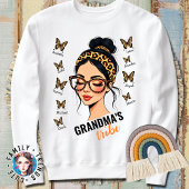 Leopard Messy Bun en Butterflies Aangepaste namen Trui