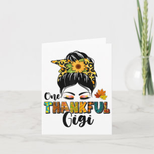 Leopard Messy Bun Herfst Thanksgiving Dag Een Dank Kaart