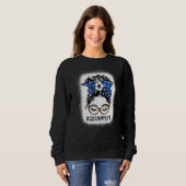 Leopard Messy Bun Soccer Grammy Life Game Day Moth Trui (Voorkant volledig)