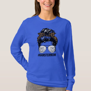 Leopard Messy Hair Bun Hamster Mama voor moeder T-shirt