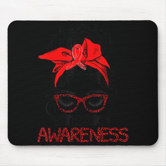 Leopard Messy Hair Bun Stroke Awareness Survivor W Muismat (Voorkant)