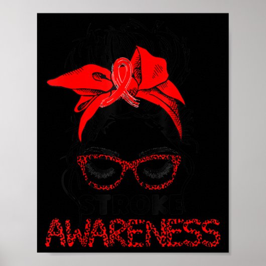 Leopard Messy Hair Bun Stroke Awareness Survivor W Poster (Voorkant)