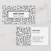 Leopard Modern Custom Black White Animal Print Visitekaartje (Voorkant / Achterkant)